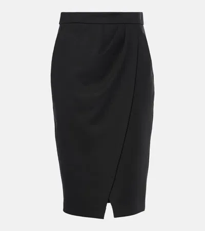 Max Mara Fervida Wool-blend Jersey Wrap Skirt In Black