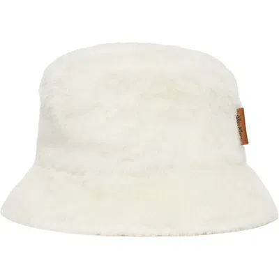 Max Mara Figura Teddy Faux Fur Bucket Hat In White