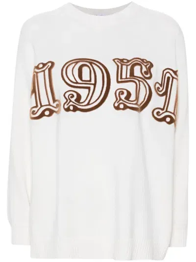 Max Mara Flocked-motif Sweater In White