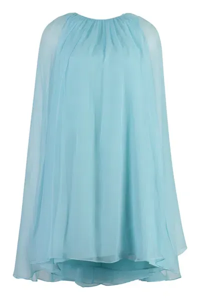 Max Mara Footing Flared Dress In Light Blue