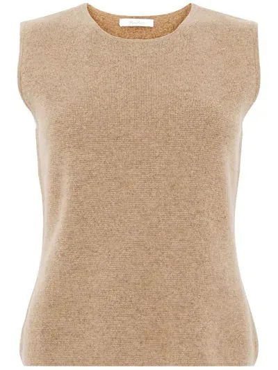 Max Mara 'fosco' Sleeveless Wool Top In Brown