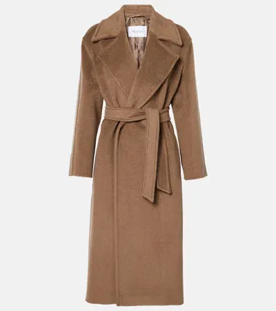 Max Mara Fragore Alpaca Blend Long Coat In Brown