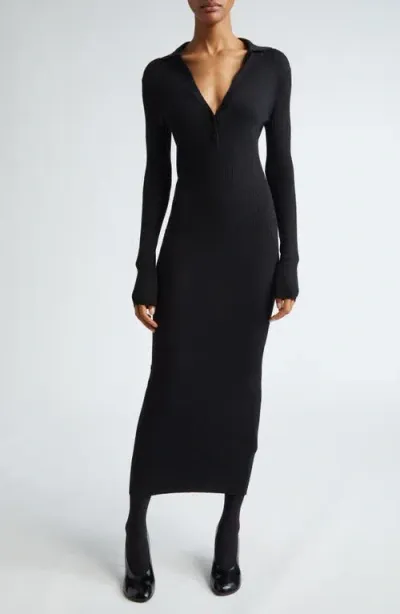 Max Mara Frais Knit V-neck Midi Dress In Black