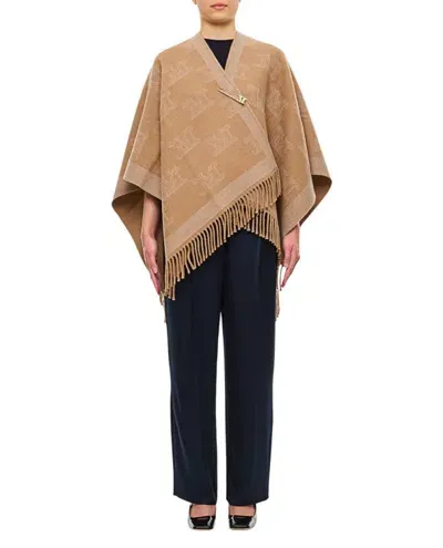 Max Mara Frine Logo Cape In Beige