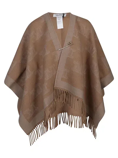 Max Mara Frine Poncho In Brown