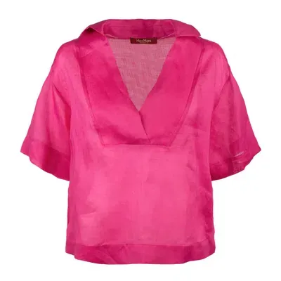 Max Mara Fuchsia Ramié Gauze Shirt In Pink