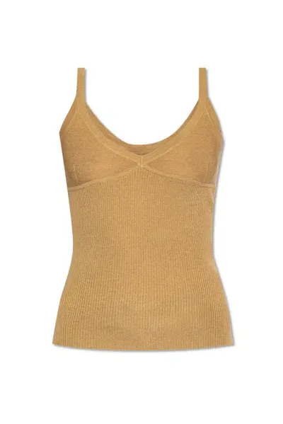 Max Mara Gallura Ribbed Top In Beige