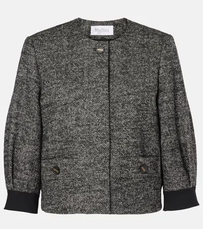 Max Mara Virgin Wool Blend Cropped Jacket In Multicolor