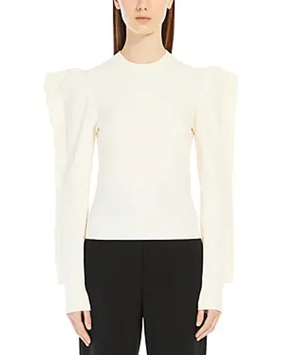 Max Mara Genero Ruffled Jersey Sweater In White