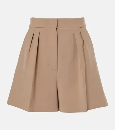 Max Mara Giugno High-rise Wool-blend Shorts In Beige