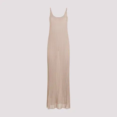 Max Mara Maxi Knit Lurex Dress In Rit In Gold