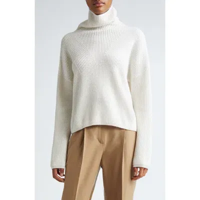 Max Mara Studio Golia Wool & Cashmere Rib Turtleneck Sweater In White