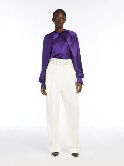 Max Mara Grain De Poudre Wool Trousers In Purple