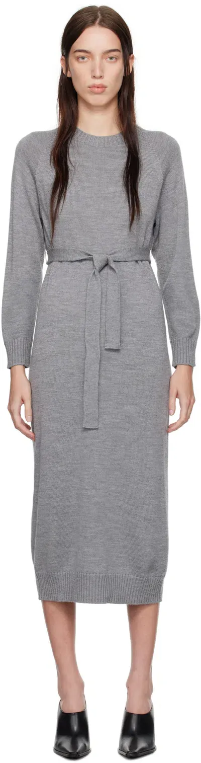 Max Mara Gray Scrivia Midi Dress In 004 Light Grey