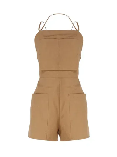 Max Mara Halterneck Sleeveless Jumpsuit In Brown