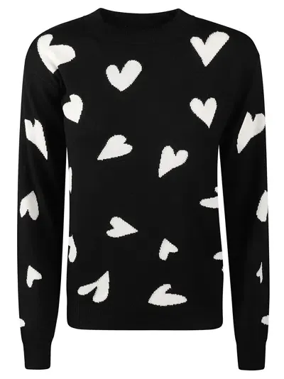 Max Mara Heart Knit Sweater In Black