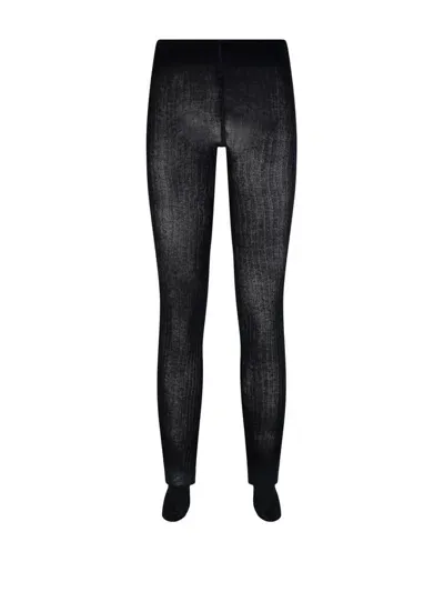 Max Mara High Waist Knitted Tights In Black