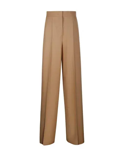 Max Mara High Waist Straight Leg Pants In Brown