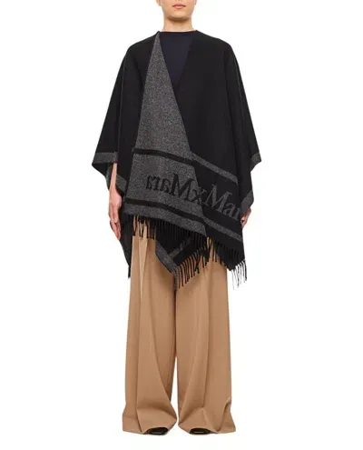 Max Mara Hilde Logo Wool Cape In Black