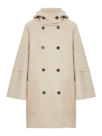 Max Mara Hooded Button In Nude & Neutrals