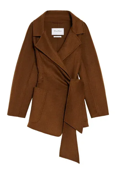 Max Mara Holly Camel Wrap Jacket In Brown