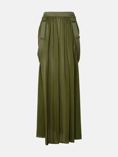 Max Mara Jedy Khaki Green Silk Skirt