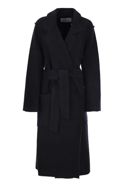 Max Mara Jene - Wool And Cashmere Knit Long Coat In Night Blue