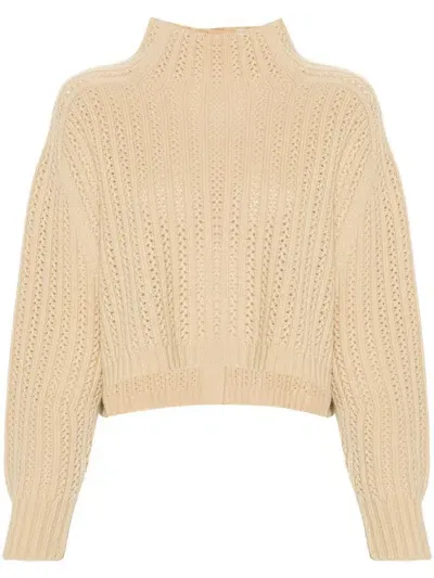 Max Mara Tricot-knit Cardigan In Beige