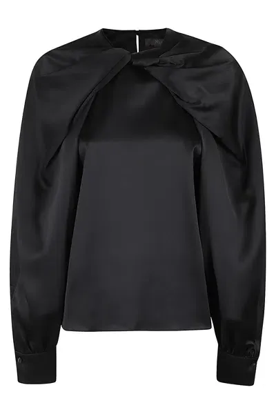 Max Mara Key Cross Detailed Shirt In Black