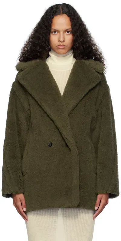 Max Mara Khaki Olga Short Faux-fur Coat In 016 Kaki