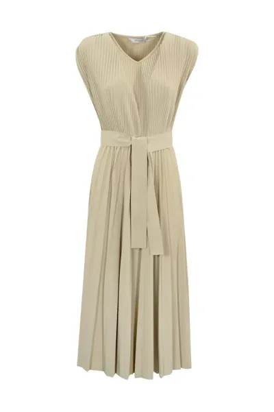 Max Mara Kiss Dress In Pleated Jersey In Neutro