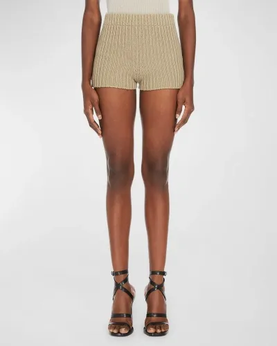 Max Mara Knit Mini Shorts In Kaki