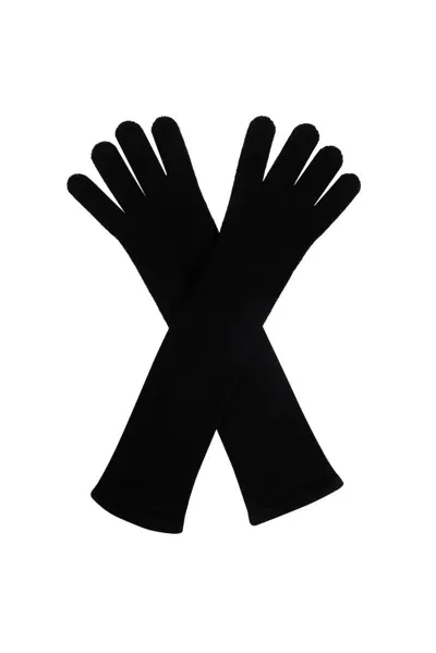 Max Mara Knitted Long Gloves In Black