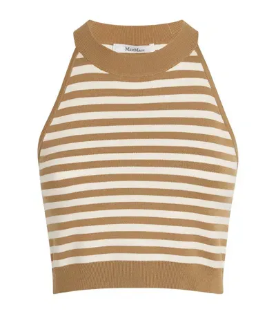 Max Mara Knitted Striped Tank Top In Beige