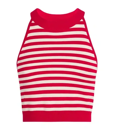 Max Mara Knitted Striped Tank Top In Red