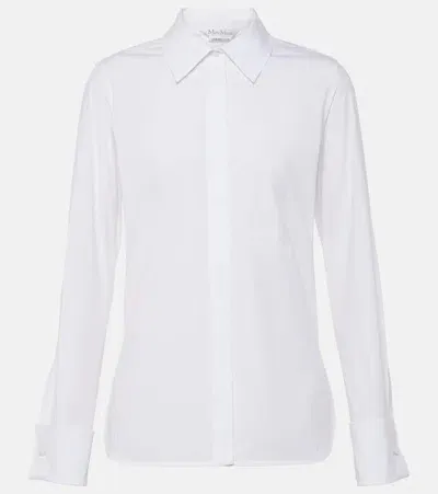 Max Mara Knut Cotton-blend Poplin Shirt In Weiss