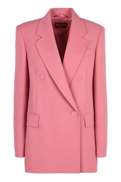 Max Mara Lamella Double-breasted Wool Blazer In Pink