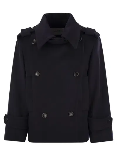 Max Mara Laveno Wool And Cashmere Over Trench Coat In Blue