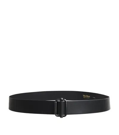 Max Mara Leather Suspender-buckle Belt In Black