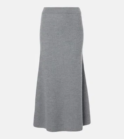 Max Mara Leisure Agile Wool Maxi Skirt In Grey