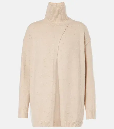 Max Mara Leisure Angelo Wool-blend Turtleneck Sweater In Beige