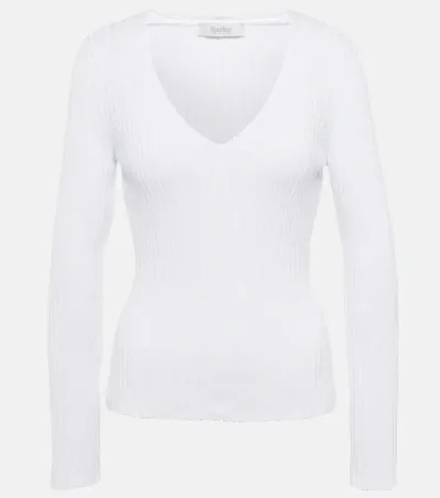 Max Mara Leisure Calcio Ribbed-knit Sweater In 3 Optical White