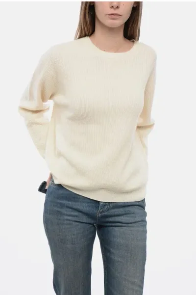 Max Mara Leisure Crew Neck Mirna Cashmere Blend Sweater In Neutral