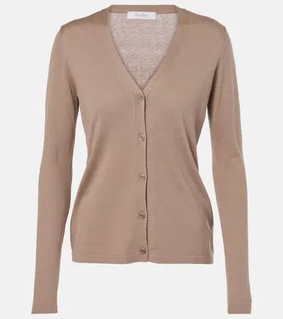 Max Mara Leisure Quirino Silk And Cotton Cardigan In Brown