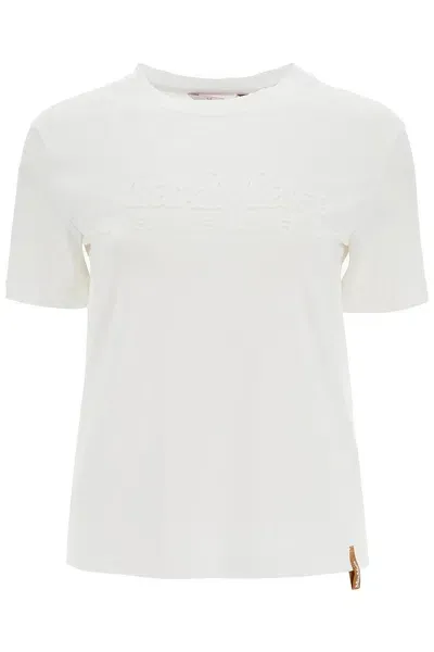 Max Mara Leisure T-shirt With Printed Logo In Gray