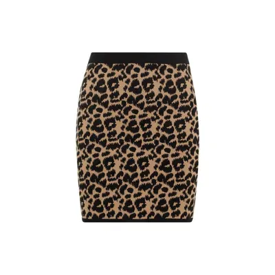 Max Mara Leopard Print Knit Skirt In Brown