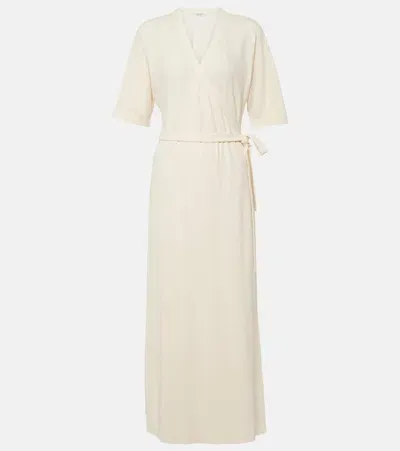 Max Mara Linen-blend Wrap Dress In Weiss