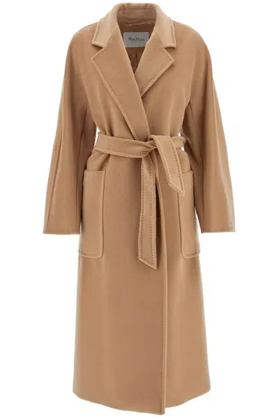 Max Mara Locri Robe Coat With Wrap In Beige