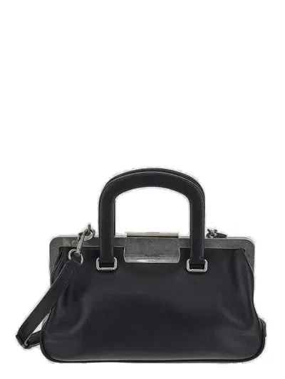 Max Mara Logo Detailed Top Handle Bag In Black