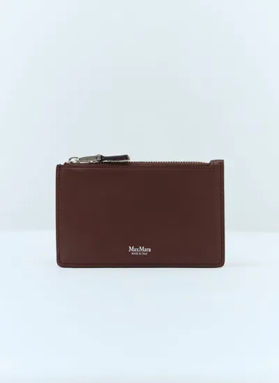 Max Mara Logo Embossed Cardholder In Brown